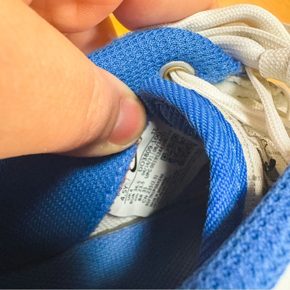 Nike White & Blue Air Force 1 LV8 PS White Game Royal Kids Size 4.5Y